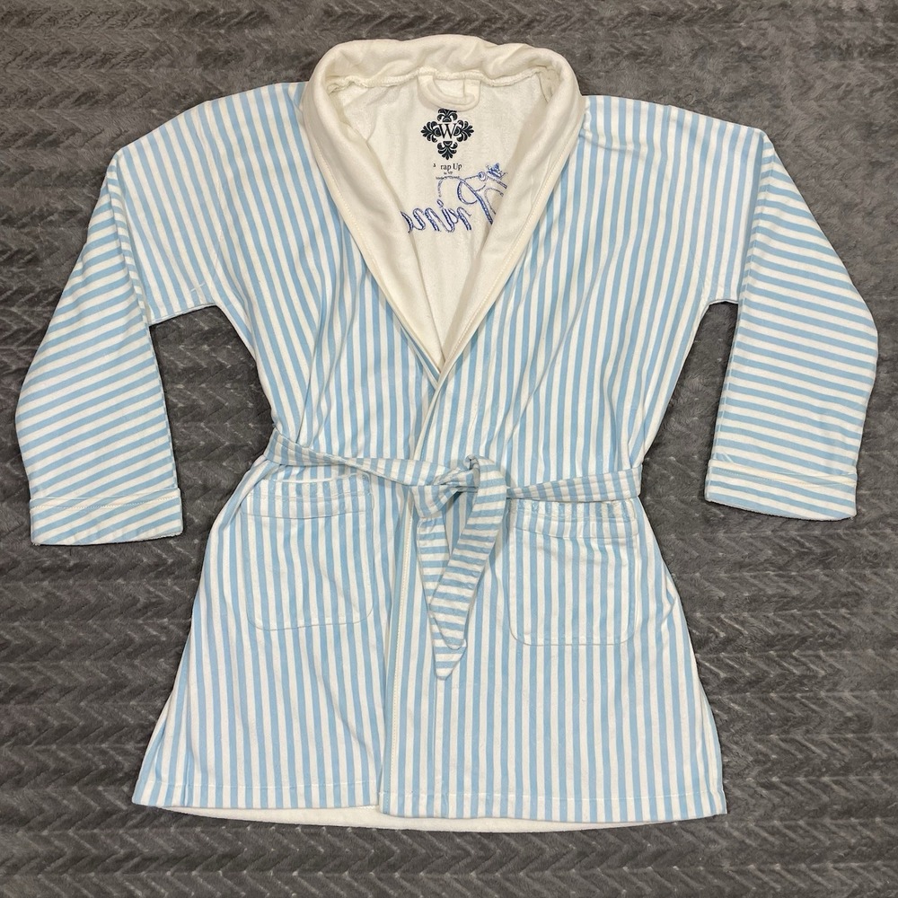 Wrap Up VP Robe M/L Kids Prince Embroidery Blue White Made In USA